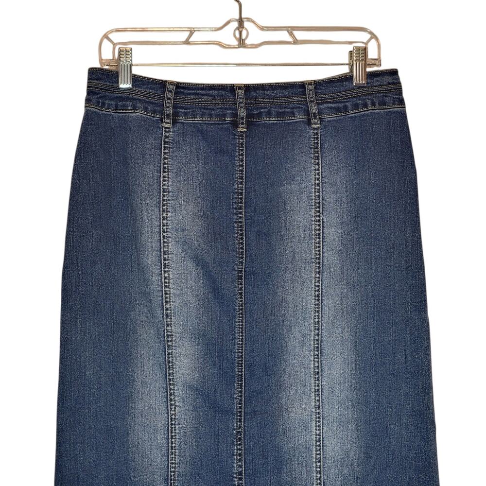 Est 1946 High Rise Faded Denim Pencil Midi Skirt Size 12 - Picture 7 of 11